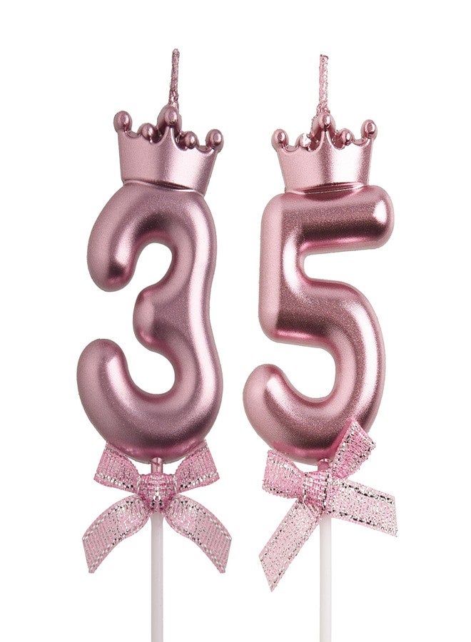 AOOLADA 35th 53rd Birthday Candles, Rose Gold 53 35 Year Old Cake Topper Number Birthday Candles, Birthday Party Decorations Gifts for Women Men - Image 1